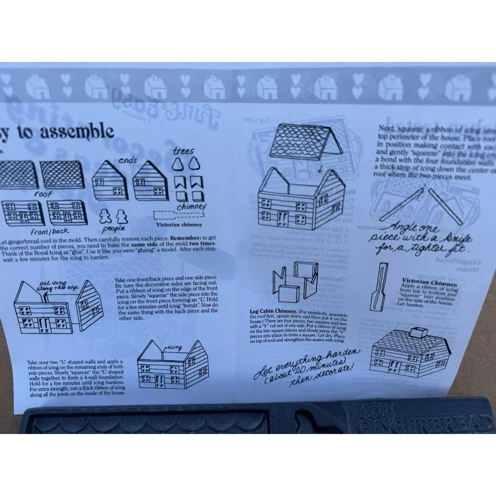 John Wright 1985 Double Sided Cast Iron Gingerbread House Baking Mold  NOS BOX